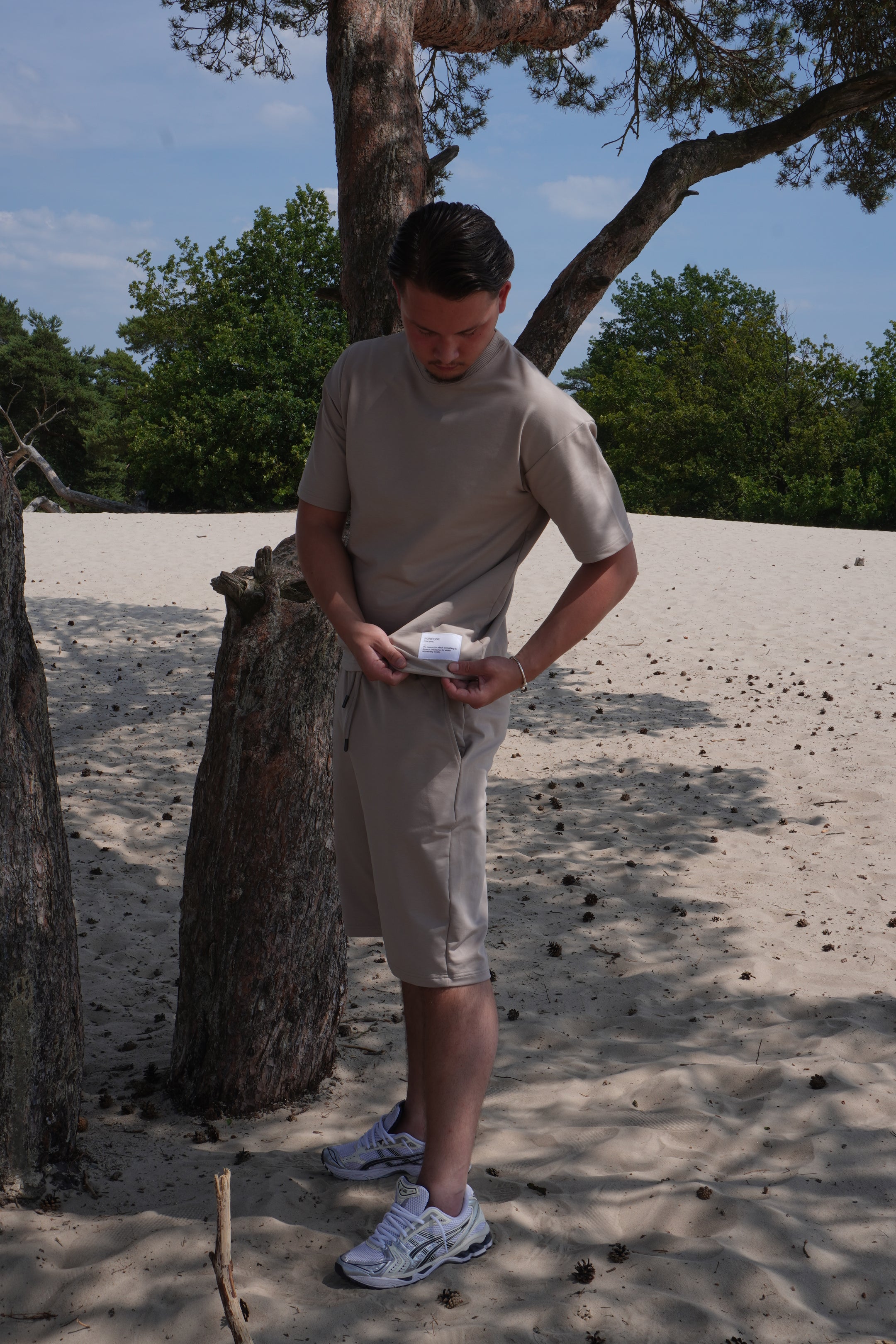 Beige Summer Set T-shirt + Shorts