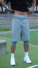 NEW Grey P-Logo 3-in-1 halal activewear shorts